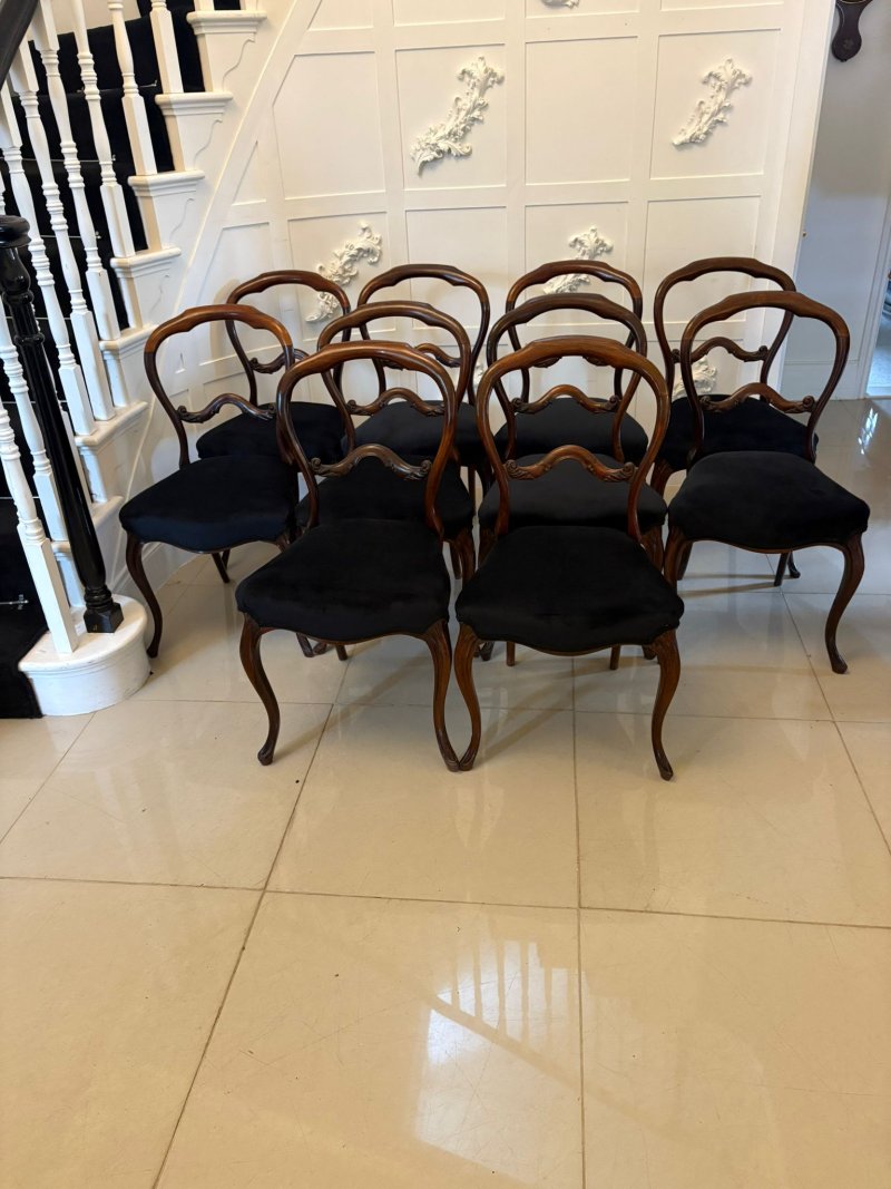 Superb Quality Set of Ten Antique Victorian Rosewood Dining Chairs - Image 2